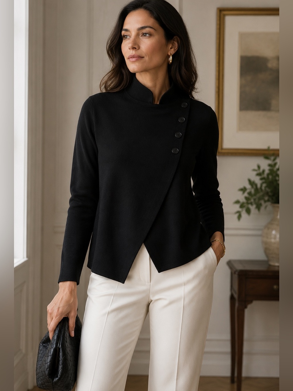 MaxMara Black Asymmetrical Cardigan L